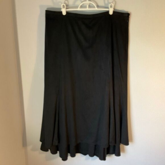 J Jill Maxi hi-low Faux Suede Black Skirt, XL. NWT. Elegant - Picture 12 of 12